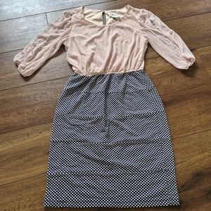 En Focus Studio Dress Pink Blue Polka Dot Women's Sz 6